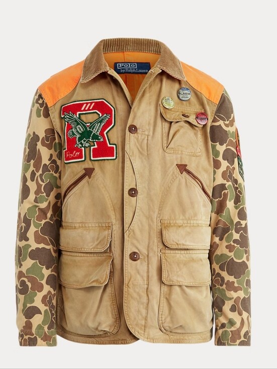Polo Ralph Lauren Other - NWT Men's Polo by Ralph Lauren Khaki Jacket with Camo Sleeves and Orange Accents